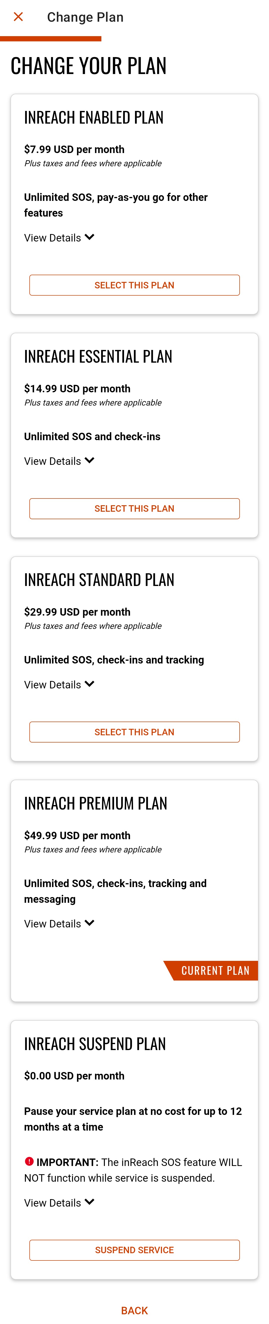 Garmin Messenger Change Plan