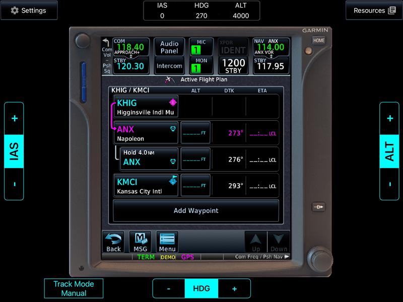 Hold active flight plan GTN