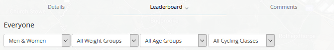 Leaderboard filter selection options