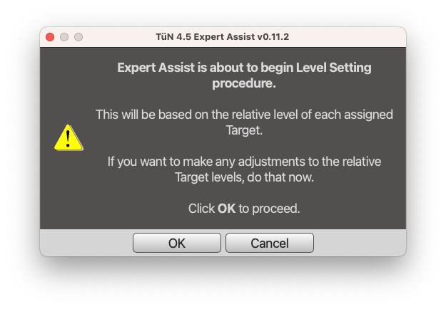 Level Setting Procedure Dialog Box
