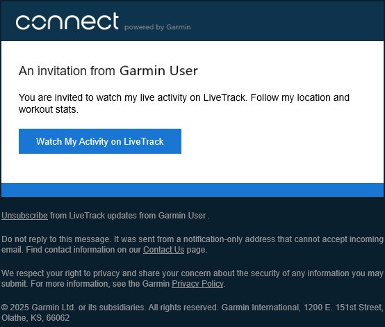 LiveTrack Email Notification