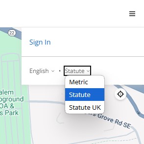 LiveTrack Map Units Setting