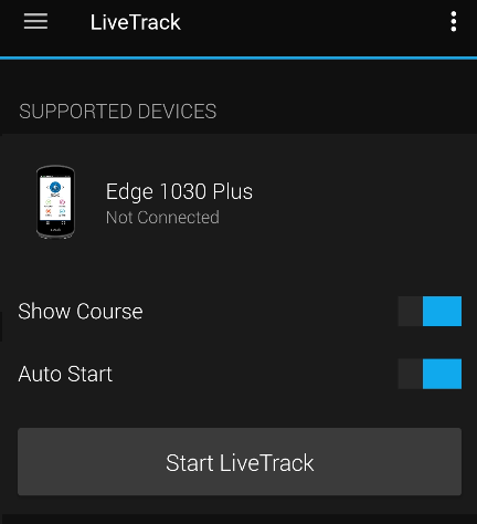 LiveTrack Share Course toggle