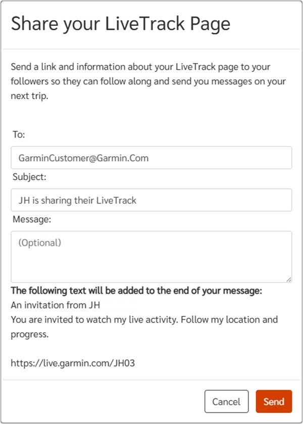 LiveTrack Share Prompt