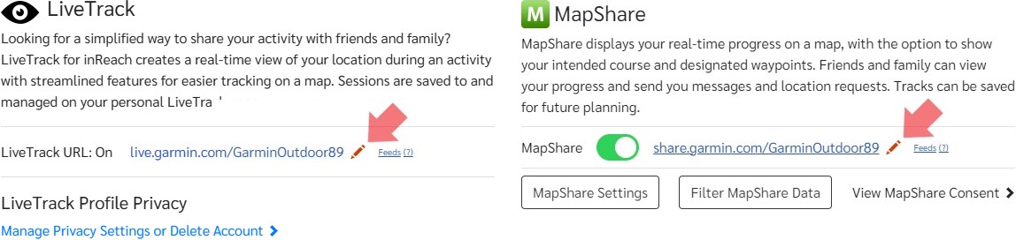 LiveTrack vs. MapShare Link Examples