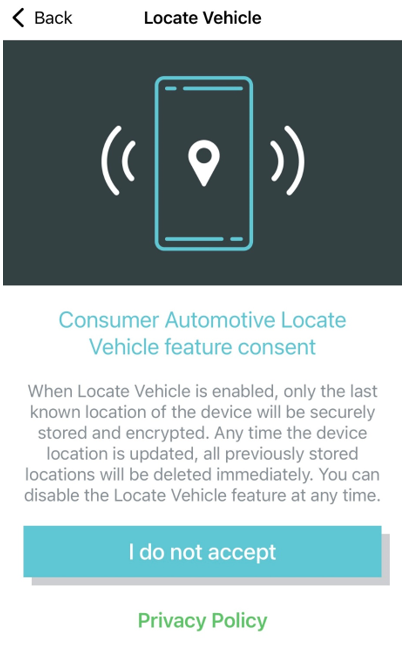 Locate Vehicle I do not accept