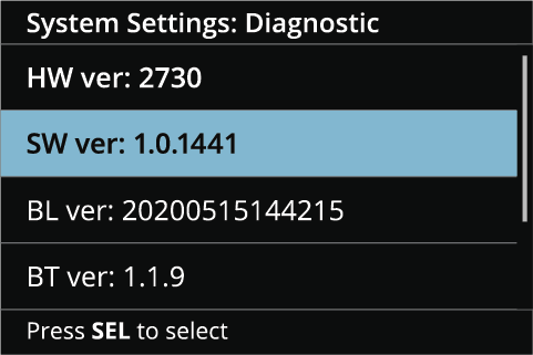 Software Update Screen for MM105