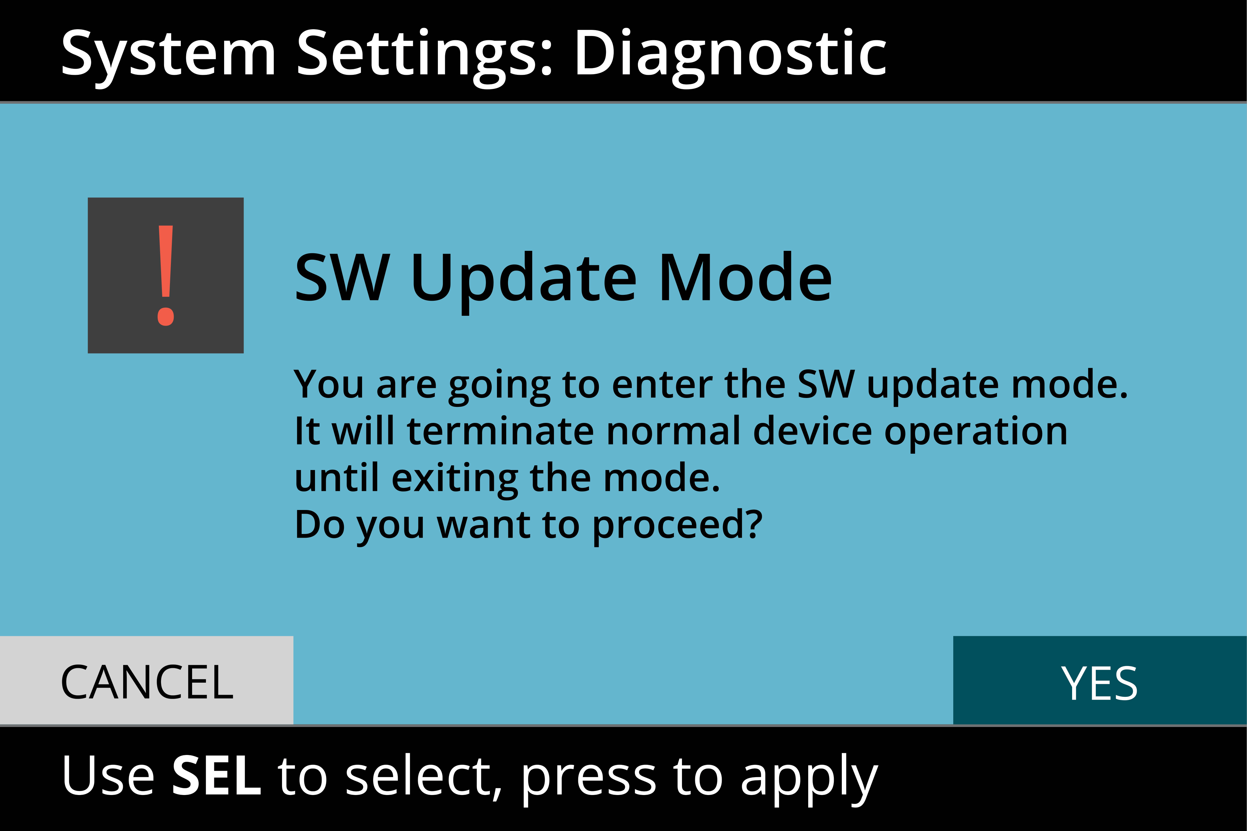 Software Update Mode Screen MM105
