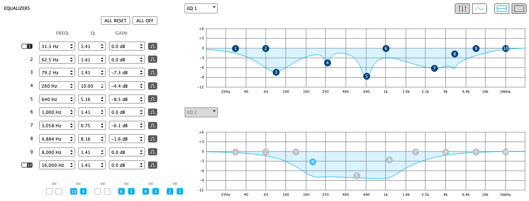 MVi Amplifier Parametric Equalization