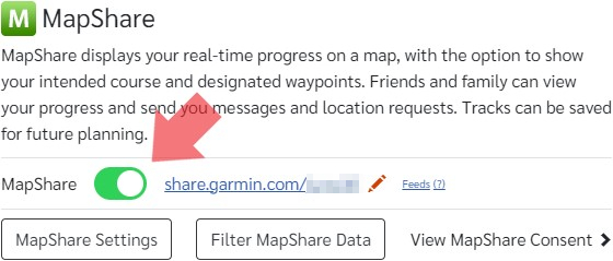 Red Arrow Pointing to MapShare Toggled On