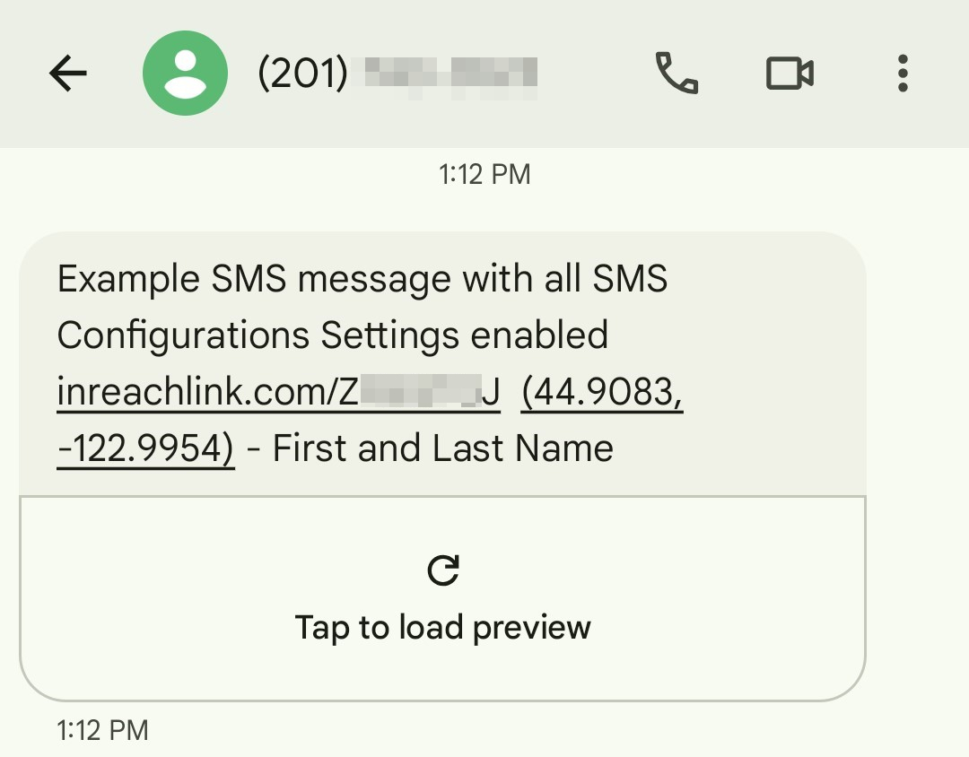 Message With All SMS Configuration