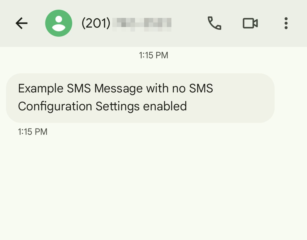 Message With No SMS Configuration
