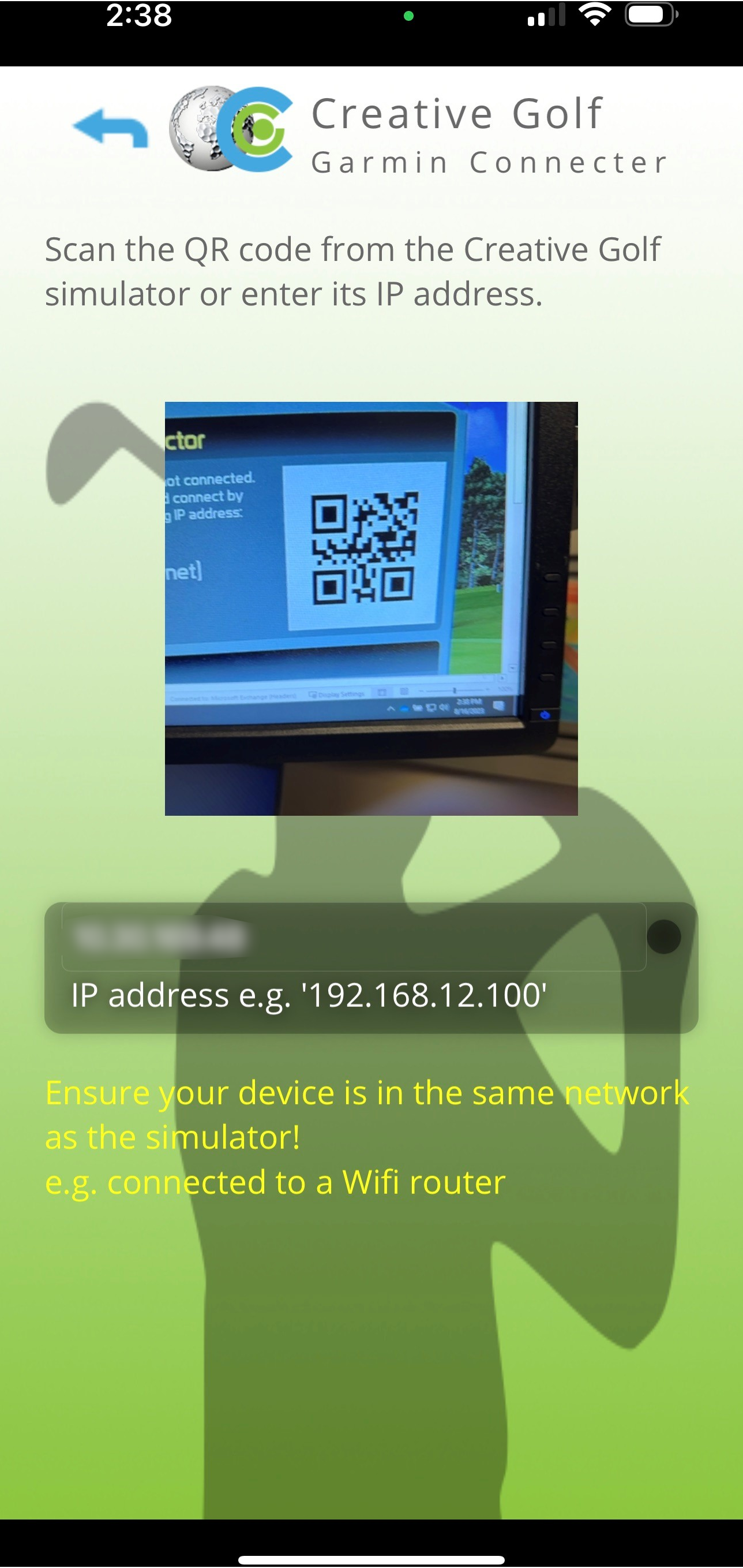 QR Code Creative Golf Garmin Connecter App