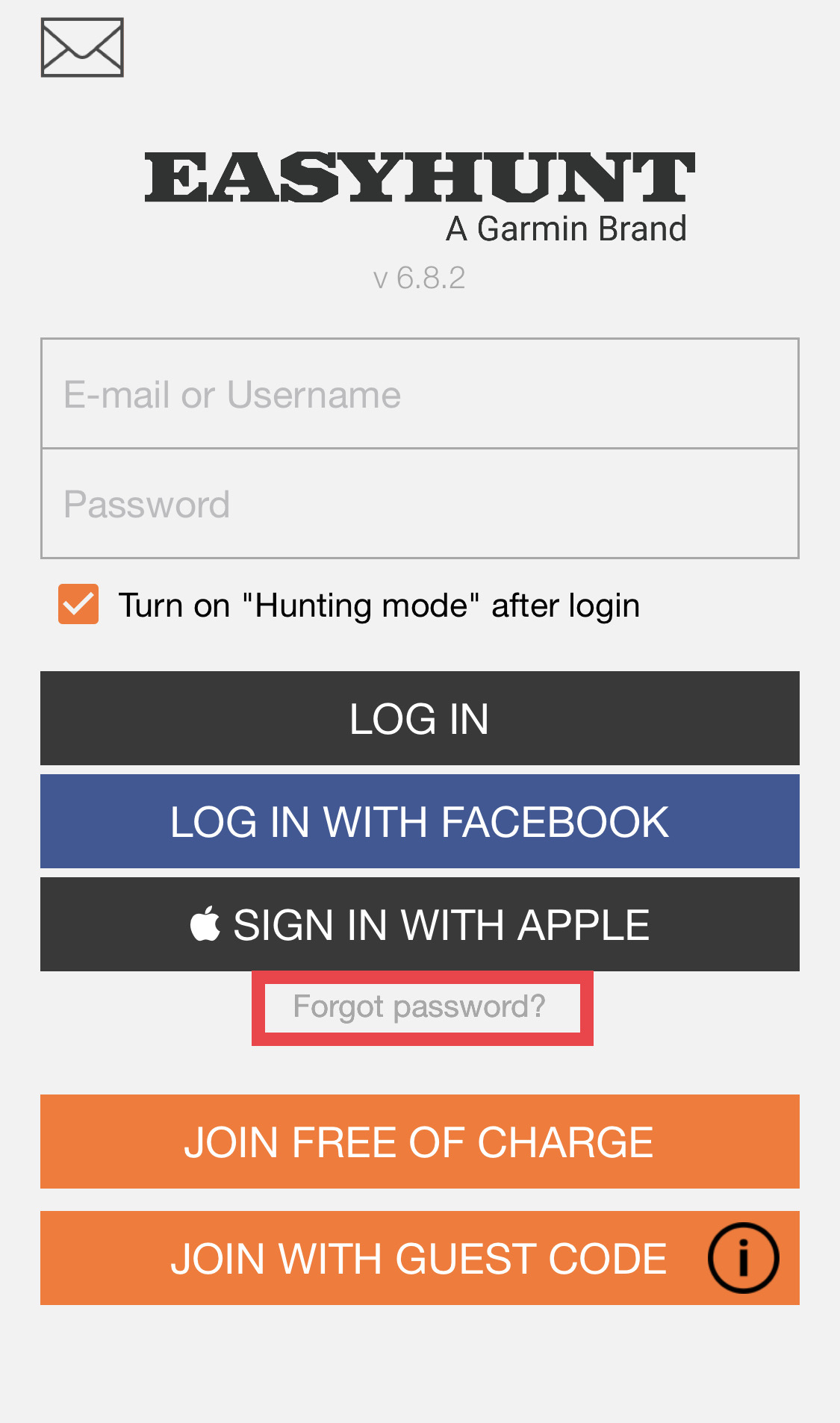 Easyhunt app login ENG