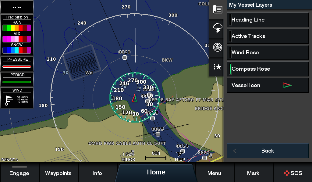 My Vessel - compass rose on chartplotter