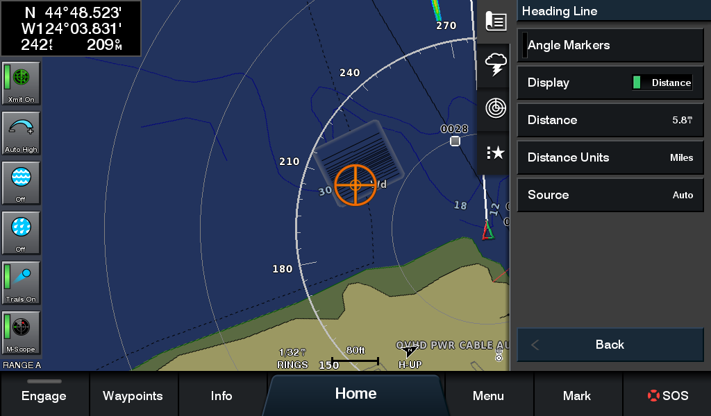My Vessel - Heading Line on chartplotter