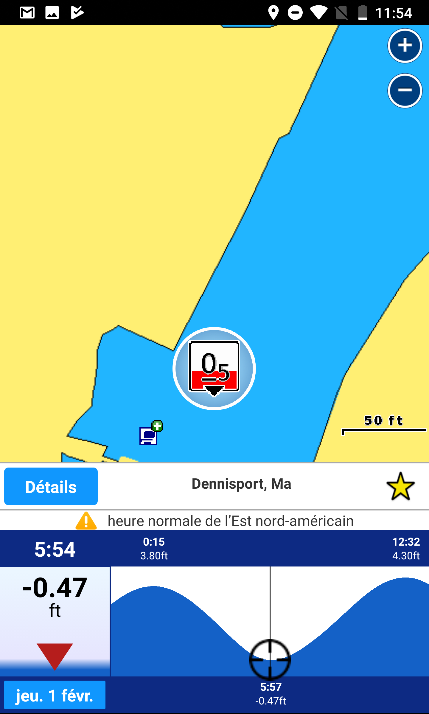  cette prévision de marées est un peu différente à l'intérieur et à l'extérieur de cette entrée de 1 à 2 heures