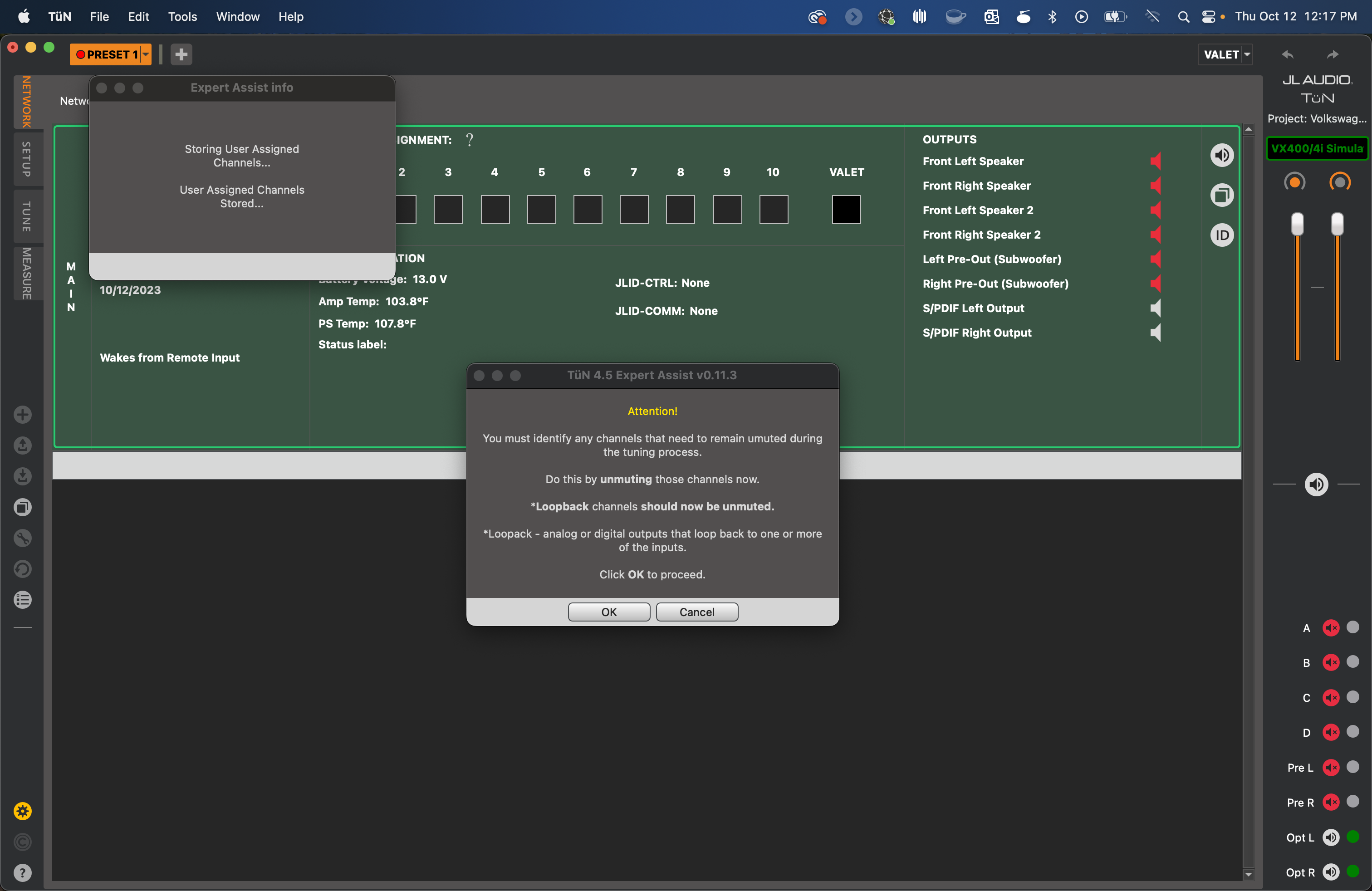 Network Tab with no channels unmuted