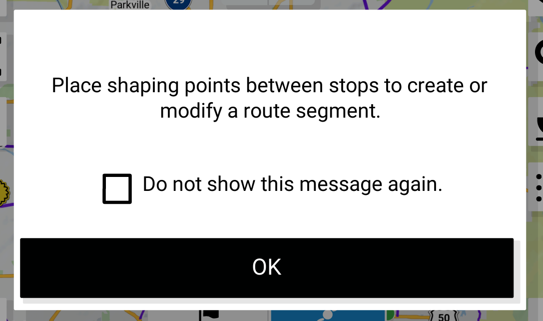 OK to Shaping Point Message