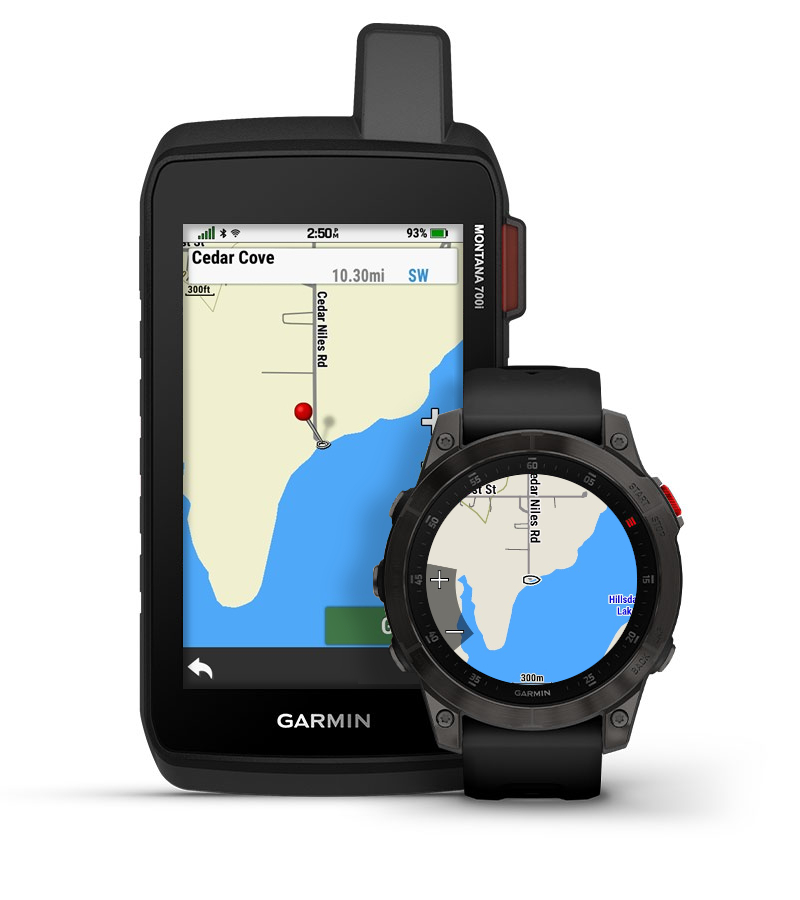 Handheld and Watch Showing Outlined Boat Icon
