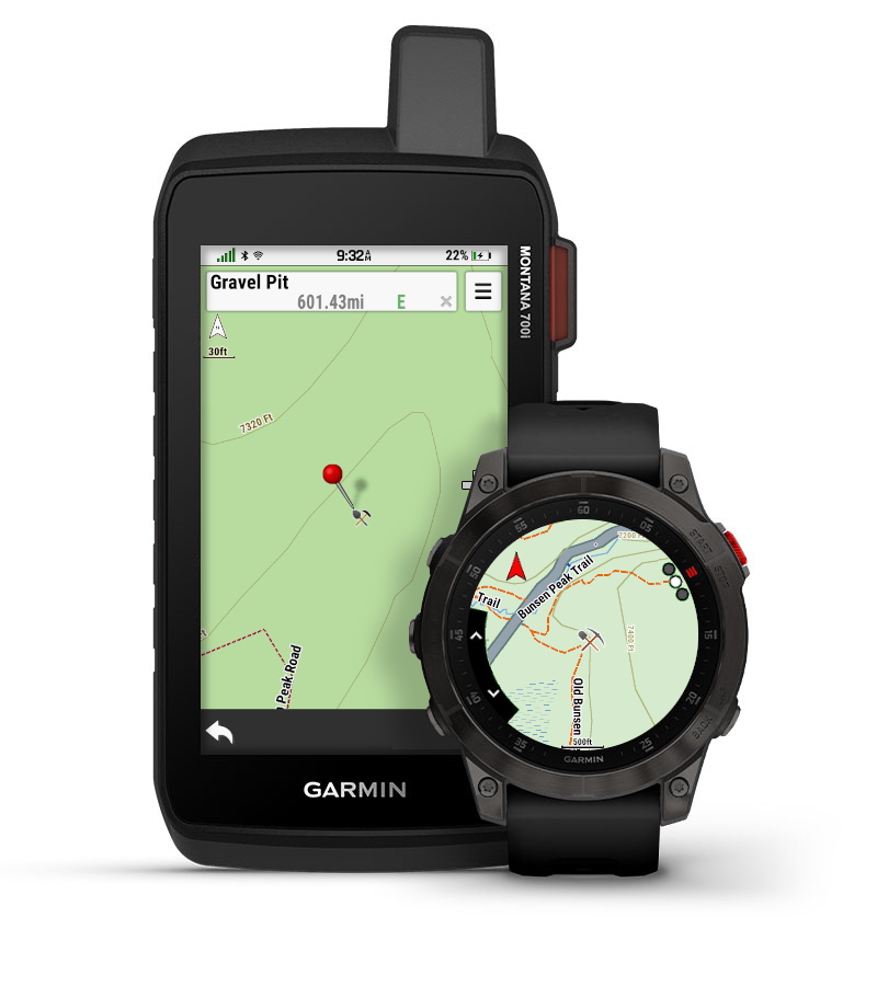 Handheld and Watch Showing Map with Outdoor POI