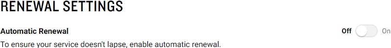 Automatic Renewal Toggle