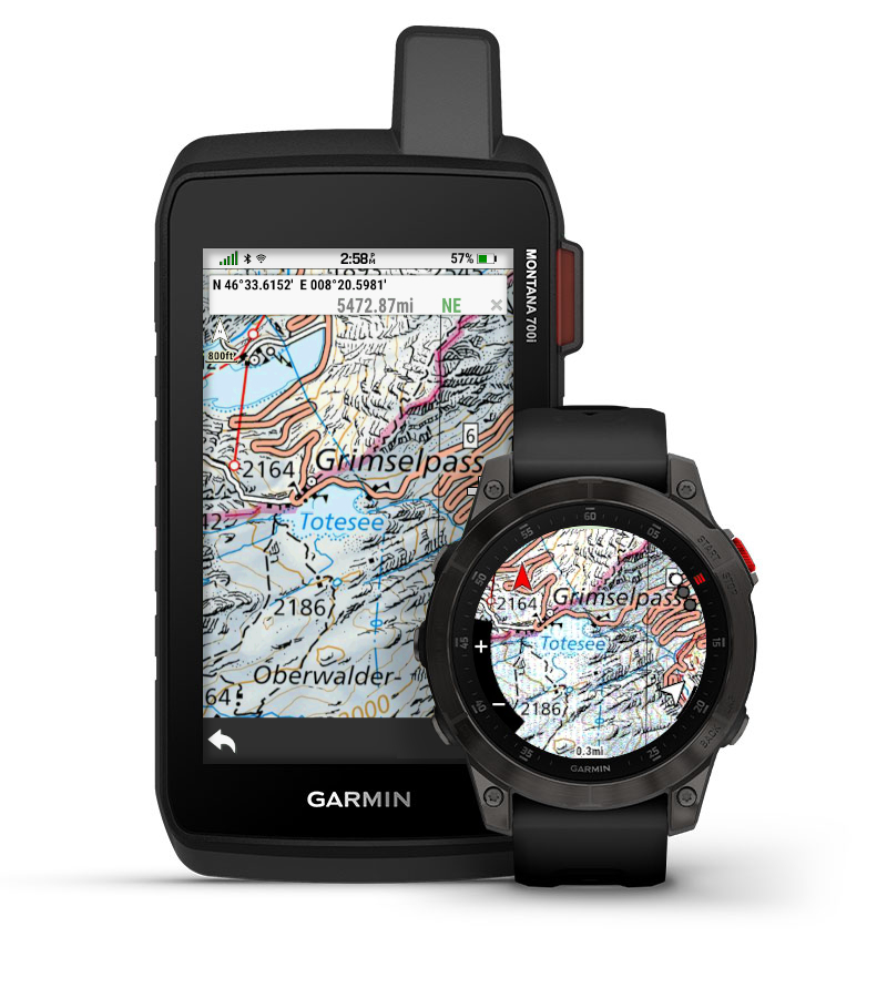 Handheld and Watch Showing TOPO Swiss