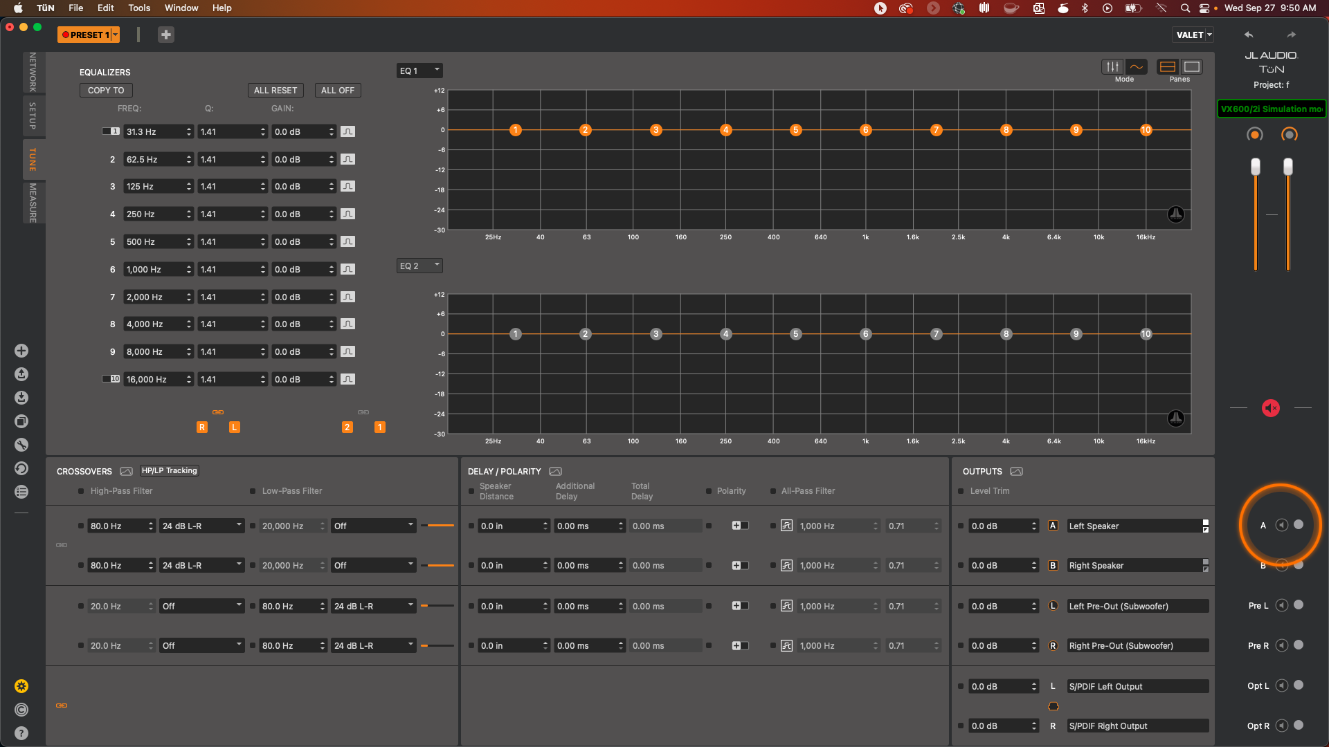 Individual output mute for channel A