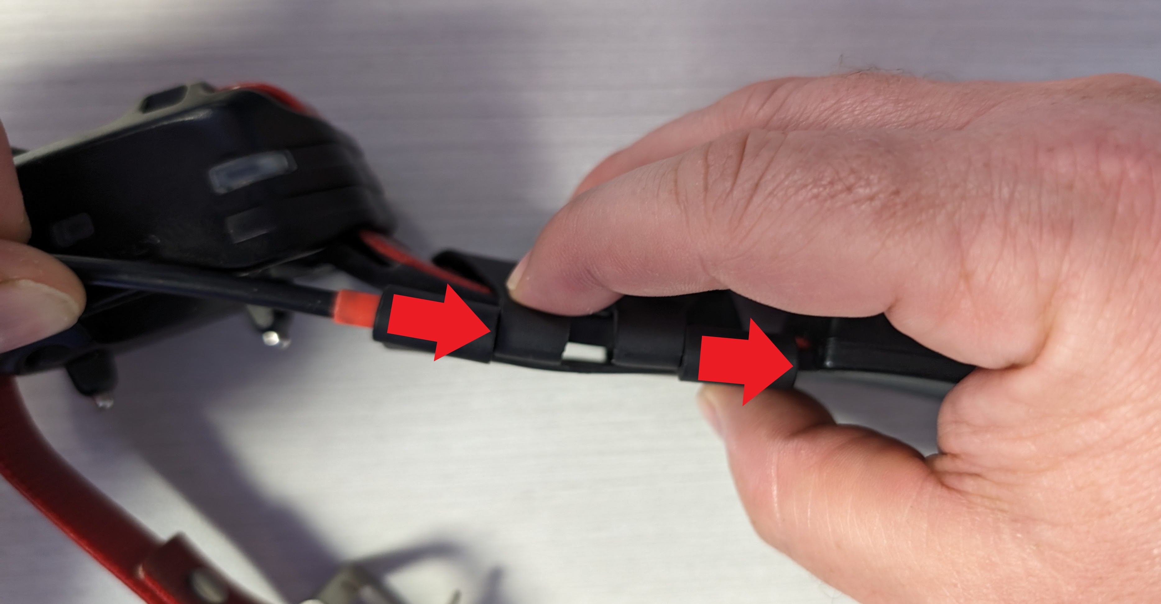 Installing VHF antenna through antenna guide.