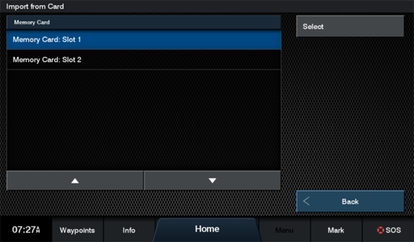 Shows multiple memory cards to select where to import from