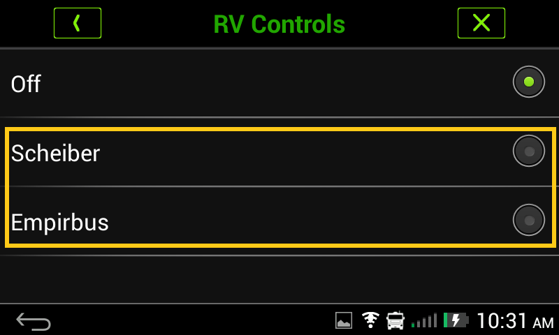 Fonctions de Contrôle camping-car du RV-BBT600 désactivéen