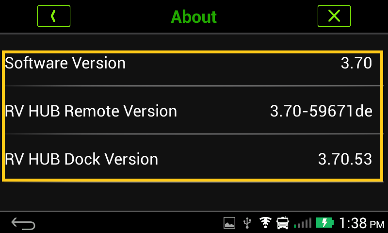 RVBBT600 About Screen