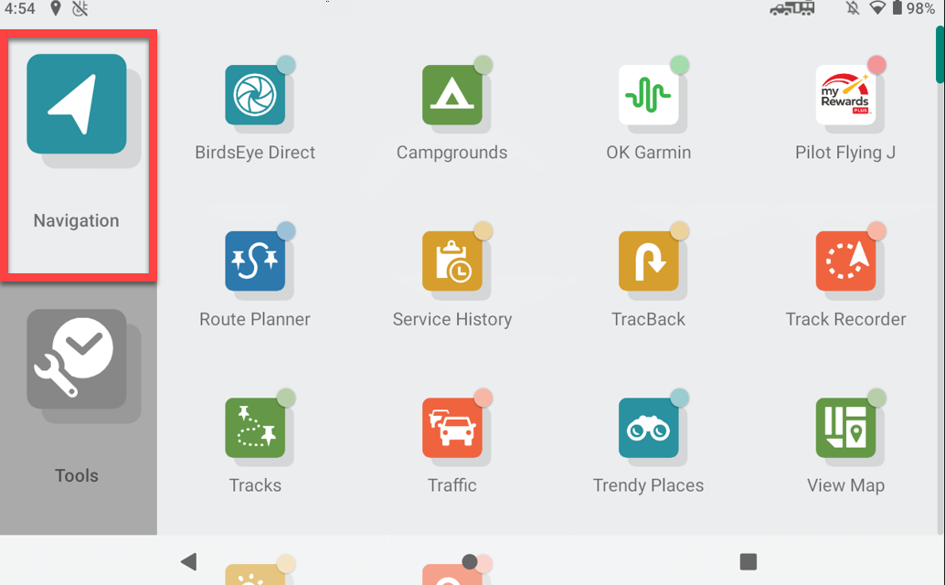 RV 895 Navigation app