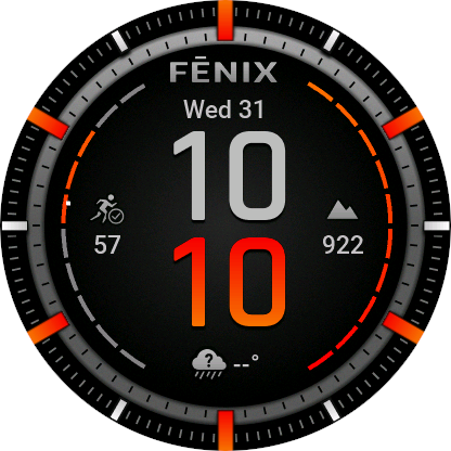Digital Watch Face With 2 Gauge Data Fields on either Side and 2 Text Data Fields on Top and Bottom