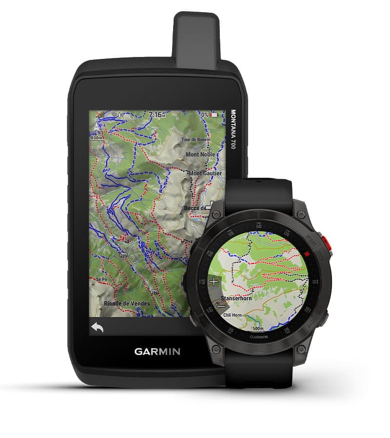 Handheld and Watch Showing Ride Trail Map