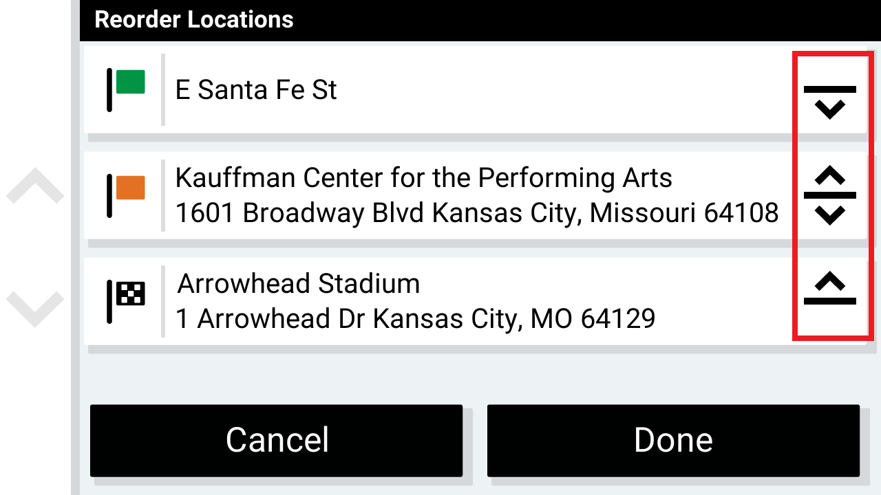 Route Planner Reorder
