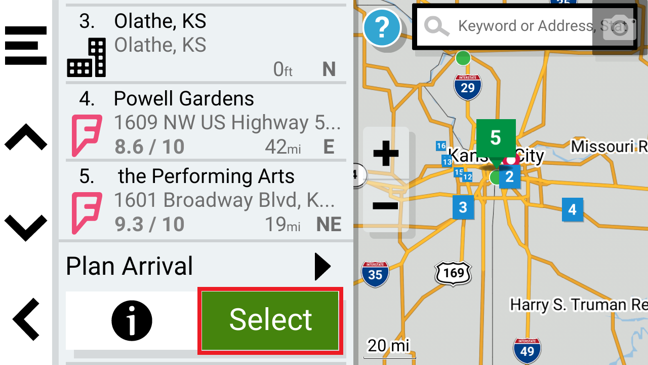 Route Planner Select Search
