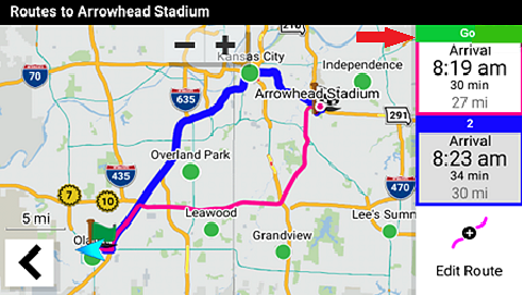 Route Planner Tap on Route (Go)