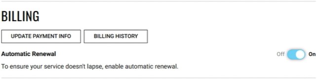 Automatic Renewal Toggle