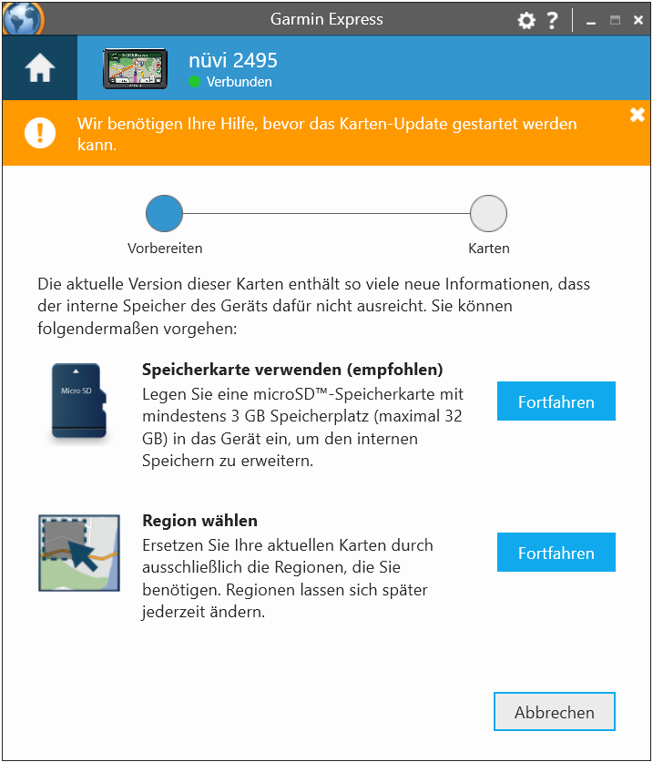 Aktualisieren der Karten und Gerätesoftware mit | Garmin Support-Center