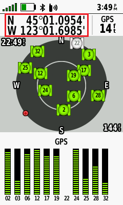 Red Box Around Coordinates on the Satellite Page