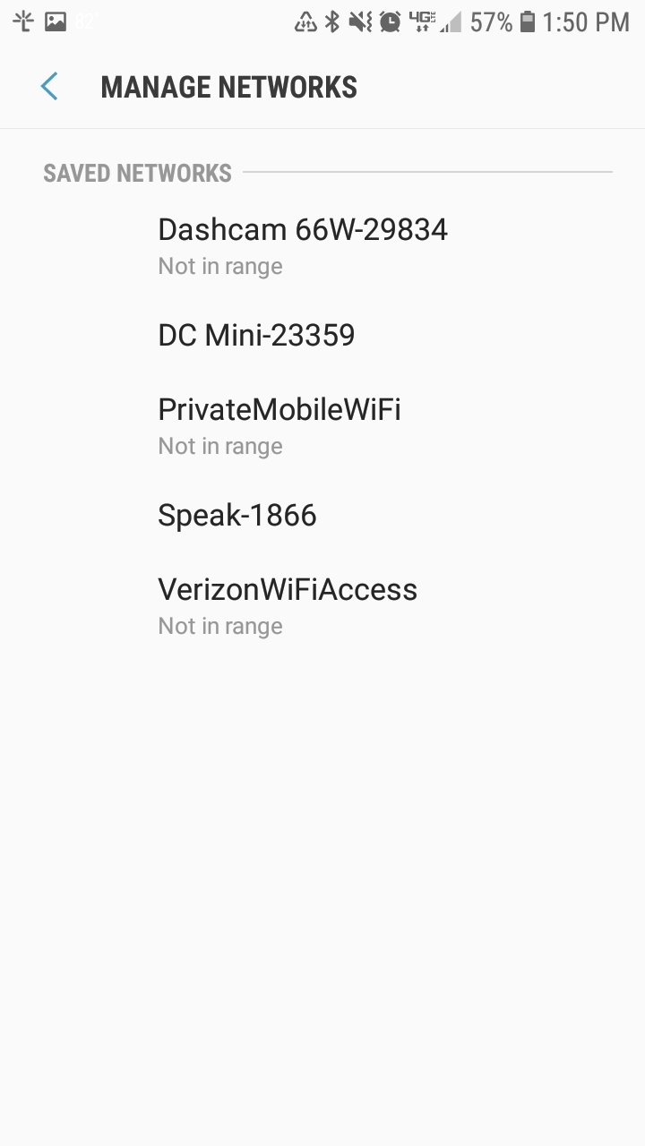 Saved Networks under Manage Network