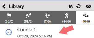 Red Arrow Pointing to a Selected Course