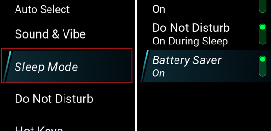 Sleep Mode Settings screenshot