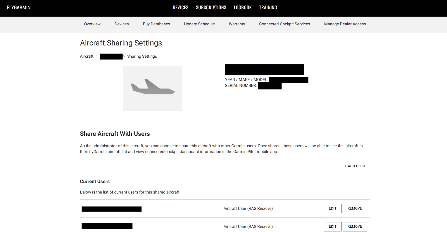 Aircraft Sharing Settings