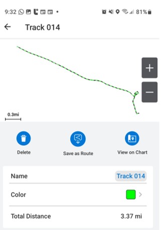 Track display and details within the ActiveCaptain app.