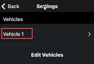 Select Vehicle in Settings