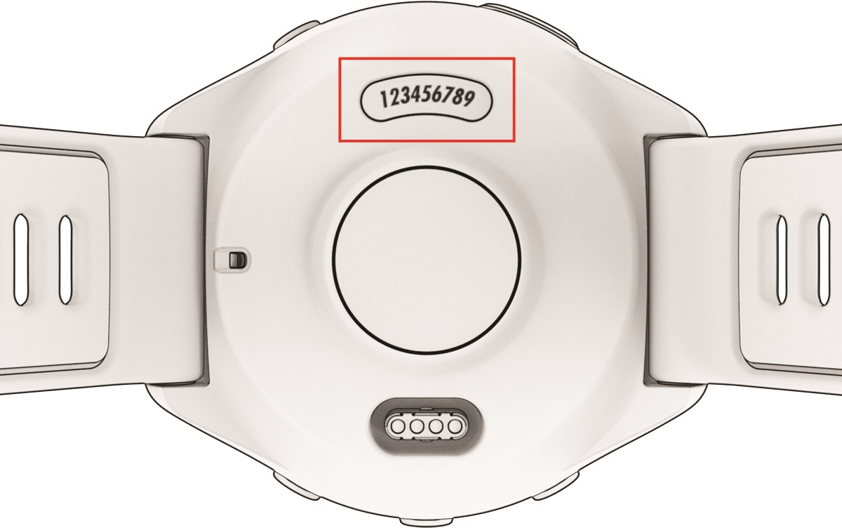 back of watch SN back of a watch with the serial number location circled in red