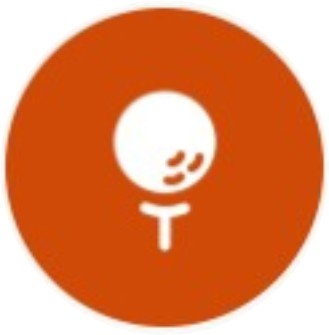 White golf ball and tee on orange background
