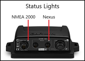 GND 10 NMEA 2000 and Nexus Status lights